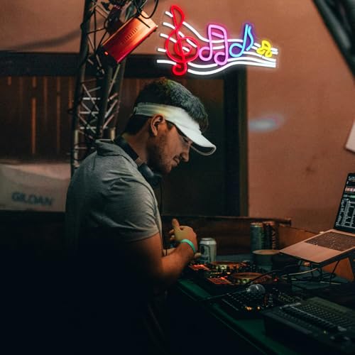 Image of Musical Staff Note Neon Sign Led Music Neon Light for Wall Decor Dimmable USB Power Musical Light Up Sign for Music Studio Classroom Party Bar Bedroom