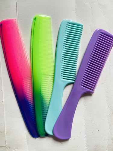 Image of Premium 4-Piece Hair Comb Set | Pack of 2 Regular & 2 Handle Combs for Men & Women | Multi-Color Durable Styling Combs