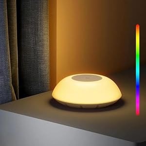 JHD Smart Night Light & Table Lamp for Bedroom – Work with Alexa & Google Assistant, Desk Lamp with Music Sync and Timer, Auto Off/On Adjustable Color RGB Bedside Lamp, Voice/APP/Touch Lamp for Gifts