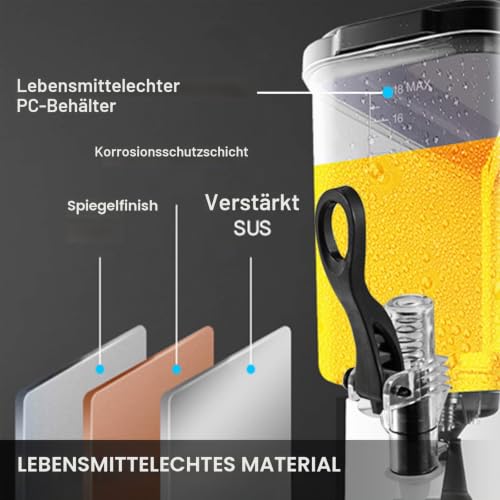 Foto von VEVOR 12L x 2 Tanks Getränkespender Schwarz Saftspender Edelstahl Getränkespenderzapfen Trinkwasserspender für Kommerzielle oder zu Hause