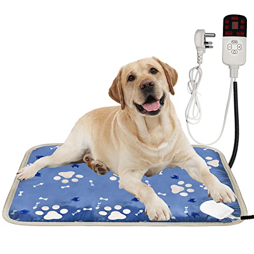 JINCHIDA Electric Pet Heating Pad for Cats,9 Temperature Adjustable,Self Heating Blanket for Dog,70 * 45cm Waterproof Dog Cat Mat with Removeable Cover,Small Medium Pet Bed for Indoor Cat