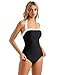 SUUKSESS Women Sexy Tummy Control One Piece Swimsuits Halter Slimming Retro Monokini Bathing Suits Color Block Swimwear(Black White,L)