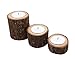 Chris.W Pack of 3 Tea Light Candle Holders Bark Wooden Pillar Candlestick Holder Set for Rustic Wedding, Party, Birthday, Holiday Decoration
