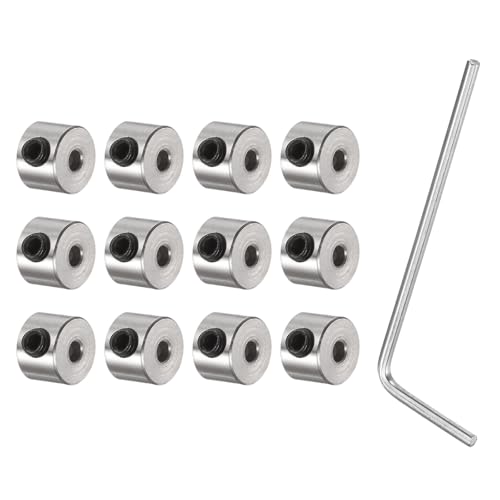 QUARKZMAN 12 Stück Satz-Spannringe 2.1mm Bohrung Nickelbeschichtete Stahl-Spannringe 7mm Außendurchmesser 5mm Breite Fahrwerksstopper-Radspannring Mit Innensechskantschlüssel