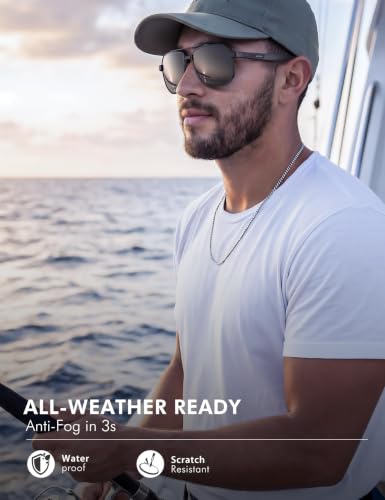 Image of Luenx Aviator Polarized Sunglasses for Men: Square UV400 Driving | Big Head Fit,Adjustable Nose Pads,Lightweight,Anti-slip,Impact-resistant,Scratch-Resistant,Glare Reduction,Gift-Ready Set