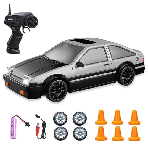 Gobesty Coche Teledirigido, RC Drift Car 1:24, 2,4 GHz Coche RC Drift, 15 km/h 4WD Coche de Carreras Teledirigido con Faros de Trabajo, RC Drift Coche, Adecuado para Niños 6+ Años, Adultos
