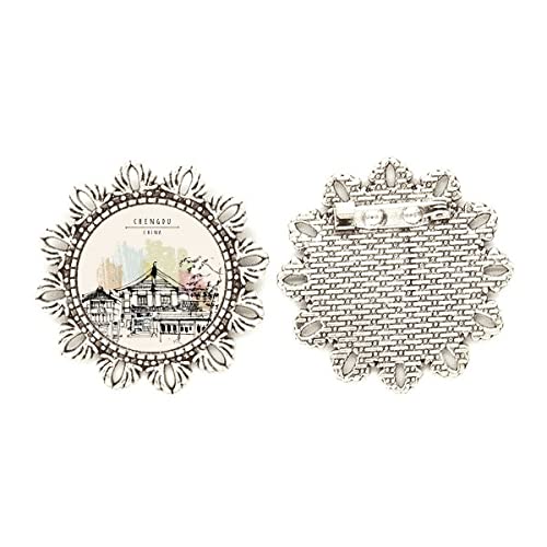 Broche de plata con diseño de flor medium para solapa de abrigo de mujer