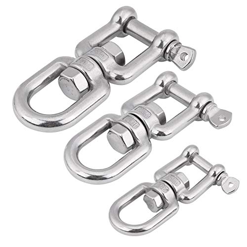 Grilletes Giratorios Marinos, Yctze, Resistente Acero Inoxidable 304 Anillo Giratorio Dispositivo de Grillete Enrollable de Repuesto para Cadenas de Ancla Remolque de Recuperación Todoterreno (6mm)