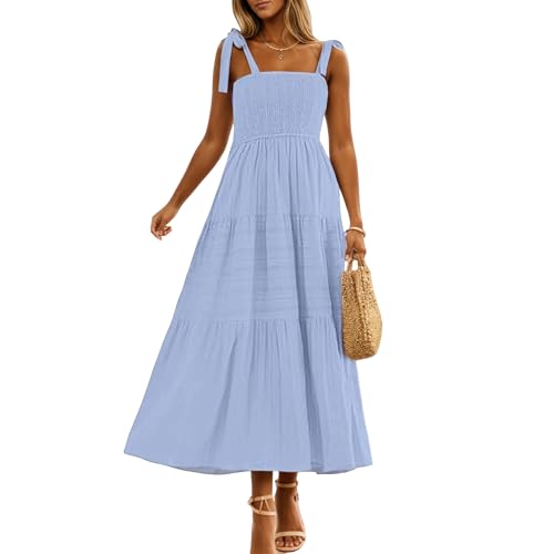 Vestido maxi de verano en gasa con tirantes finos y falda de línea A elegante