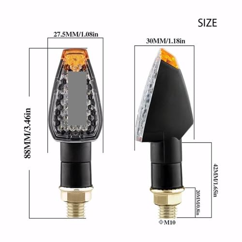 Luz de señal de giro para motocicleta intermitente ámbar trasera de 12V y 10mm universal