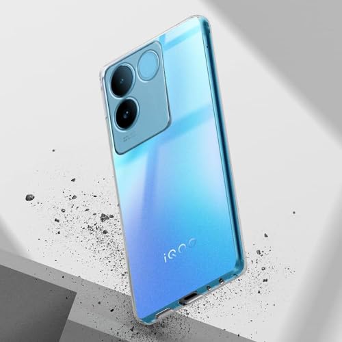 Image of NISHTECH for Vivo T2 Pro, iQOO Z7 Pro 5G Premium Transparent Hybrid Soft Slim Dust Proof Back Case Cover Silicone with Camera Protection