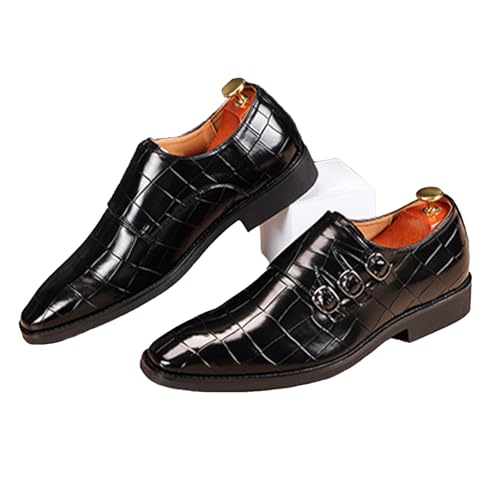 Men's Leather Pointed Buckle Oxford Shoes Fashion Print Loafers Comfortable Non-Slip Slip-On Casual Business Formal Shoes3