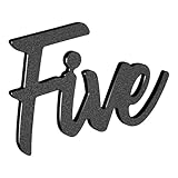 LUCK HOUSE Cursive House Numbers for Outside – 6 Inch Floating Modern Script Address Numbers, Weatherproof Black ABS Plastic, Mid Century Style (Five)