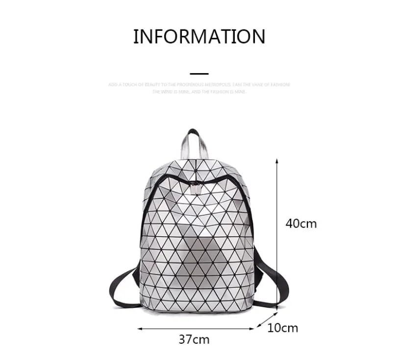 Image of Batcat Geometric Backpack Holographic Luminous Backpacks Reflective Bag Luminesk Irredescent Rucksack (Sliver Geometric)
