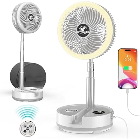 40000mAh Battery Operated Oscillating Table Fan - 106Hrs Rechargeable Camping Fan with Light & Timer, 9 Speeds Portable Travel Fan for Cruise RV Trip, Hurricane Power Outage (10" with Case) Cover