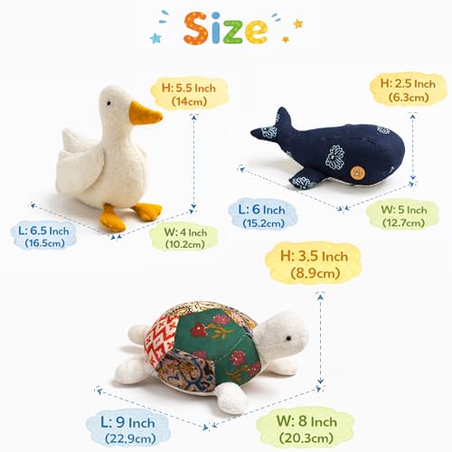 Image of Novo Baby Hand-Sewn Plush Toys - Soft Toy Set for Baby Girl & Boy | Recycled Fabric Stuffed Animal Toys | Eco-Friendly, Artisan-Made Soft Toys for Kids & Toddlers (Pack of 6)