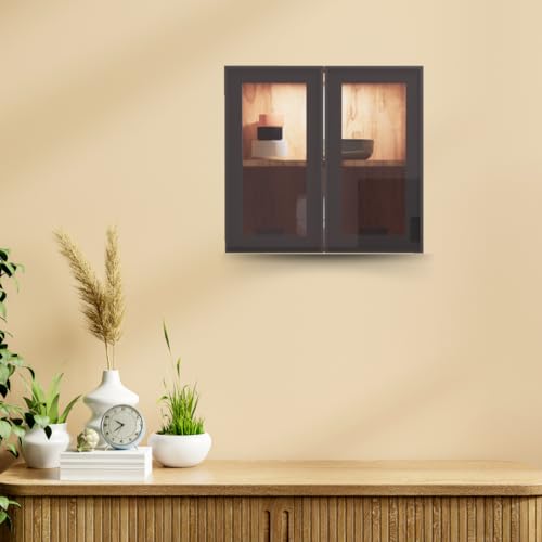 Image of SPECIALITY PANELS Multipurpose Cabinet with Modern Elegance Tinted Glass Wall Cabinet, Space Organizer for Office /Kitchen in (Cochwood Dark, 2 Glass Shutter)