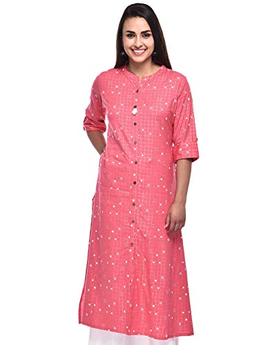 Image of Pistaa's Women's Cotton Relaxed Fit A Line Kurta