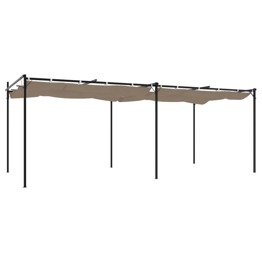 Pergola avec toit coulissant, taupe, 589 x 292 x 230 cm, cadre en aluminium revêtu par pulvérisation, toit en polyester résistant aux UV, tente de jardin pour terrasse, balcon, jardin