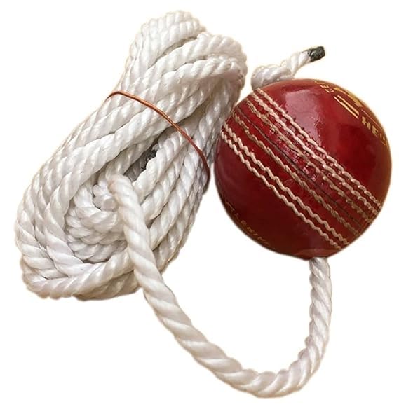 Uday Sports Leather Cricket Shot Practice Hanging Ball, String Cricket Ball and Knocking Cricket Ball with Rope (Multi-Color) (Pack of 1)-image-31