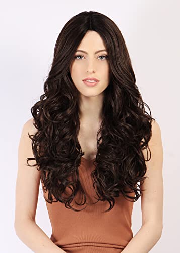 Perruque lace chocolat longue ondulée : solution invisible contre les cheveux fins