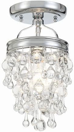 Calypso 1 Light Crystal Teardrop Polished Chrome Semi Flush Mount