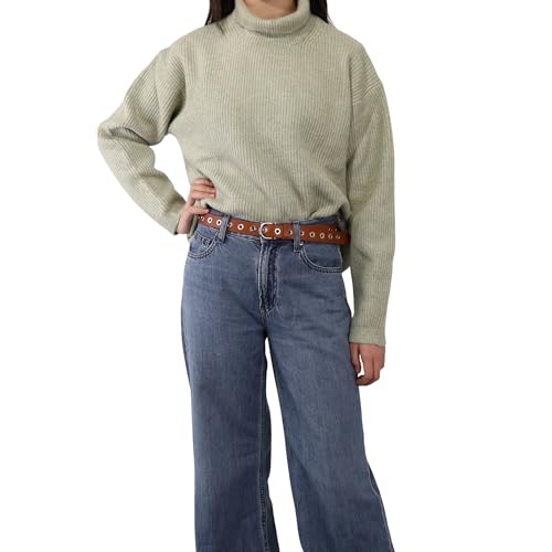 FASHIONGEN - Women's belt in vegetable-tanned bull leather, eyelet, LIBBY2