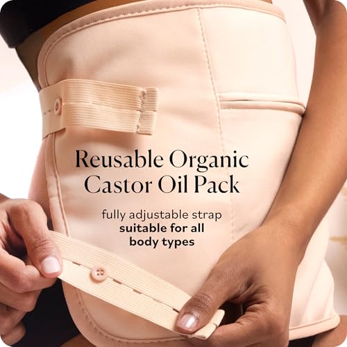 Image of Sky Organics 8 oz Castor Oil w /Wraps | Reusable Organic Castor Oil Pack to Boost Body's Wellness, Encourage Rest & Relaxation | Adjustable Elastic Straps Cotton Durable Easy to Use