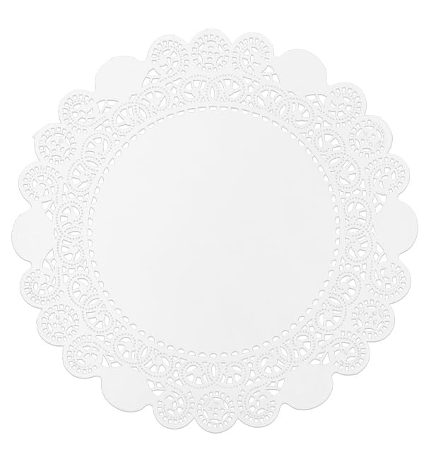 Monouso | 250 Blondas de Papel Calado, Ø14cm, Color Blanco, Rodales de Encaje, Papel Decorativo para Postres, Decoración, Artesanía, Bodas, Fiestas.
