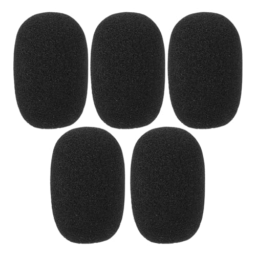 Alipis 5 piezas Cubiertas Esponja para Micrófono Protección Antiviento Microfono Filtro Negro para Conferencias Entrevistas y Escenario