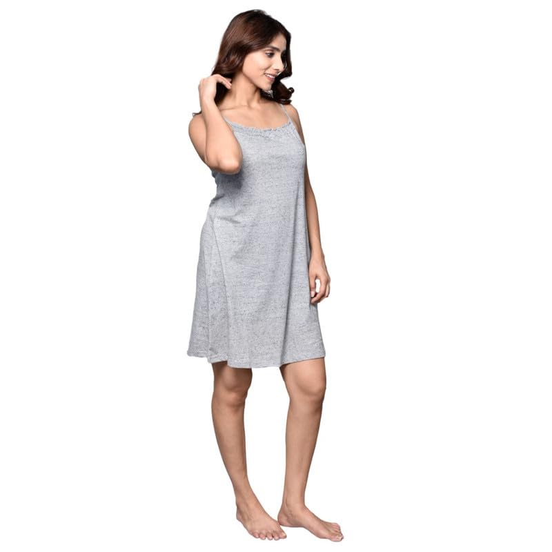 Image of Inner Sense Organic Cotton Nighty for Women Stylish I Above Knee Length Spaghetti with Scoop Neck Design I Adjustable Straps Camisole for Woman to Wear Solo or Layered