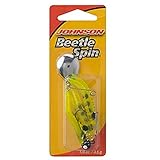Johnson Beetle Spin Nickel Blade Fishing Hard Bait, Chartreuse/Black Spots, 2in - 1/4 oz