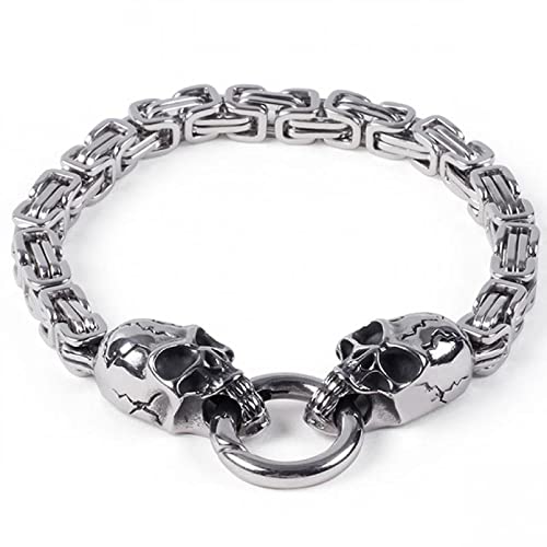 Bracelet crâne gothique avec fermoir anneau robuste pour un look punk et biker affirmé