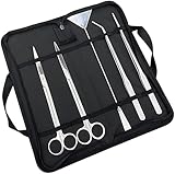 Piante Acquario Attrezzi Set,5 in 1 in acciaio inox,Forcipe,Forbici,Acquari e pesci Starter Kit per l