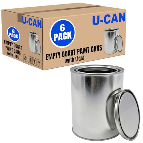 LAUCO Empty Paint Cans with Lids – 32oz, 6 Pack Metal Paint Cans in Multiple Bulk Pack Sizes – DIY, Crafts, Resin, Adhesives & Storage