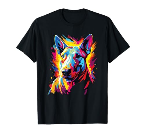 Wasserfarben Farbenfroher Bullterrier Hunde T-Shirt Wasserfarben Farbenfroher Bullterrier Hunde T-Shirt