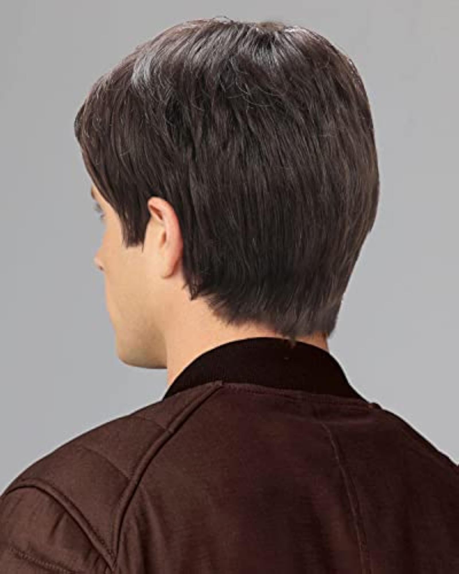 Men's Short Wavy Synthetic Wig, Brown