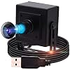 13mp Wide Angle USB Camera with Microphone for Computer 100degree No Distortion Lens Webcam Mini UVC USB2.0 PC Camera Industrial Video Audio USB with Camera for Raspberry Pi Laptop Android