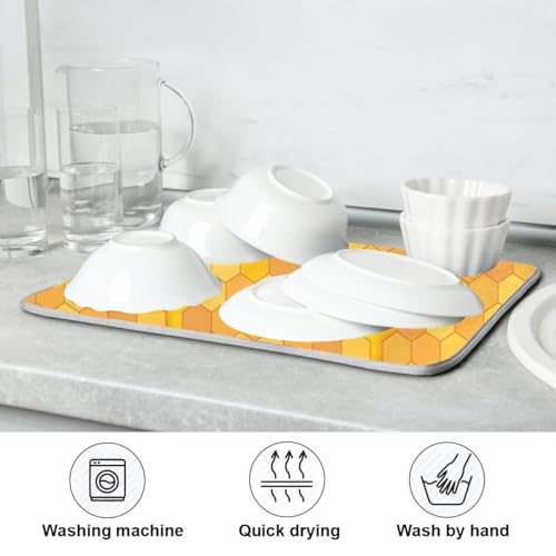 Bees Wax Pattern Kitchen Mat for Counter Drying Dish Mat Dish Drainer Tray Dishwashing Dryer Mat Dish Drying Matts 18 x 24 - Thumbnail 7