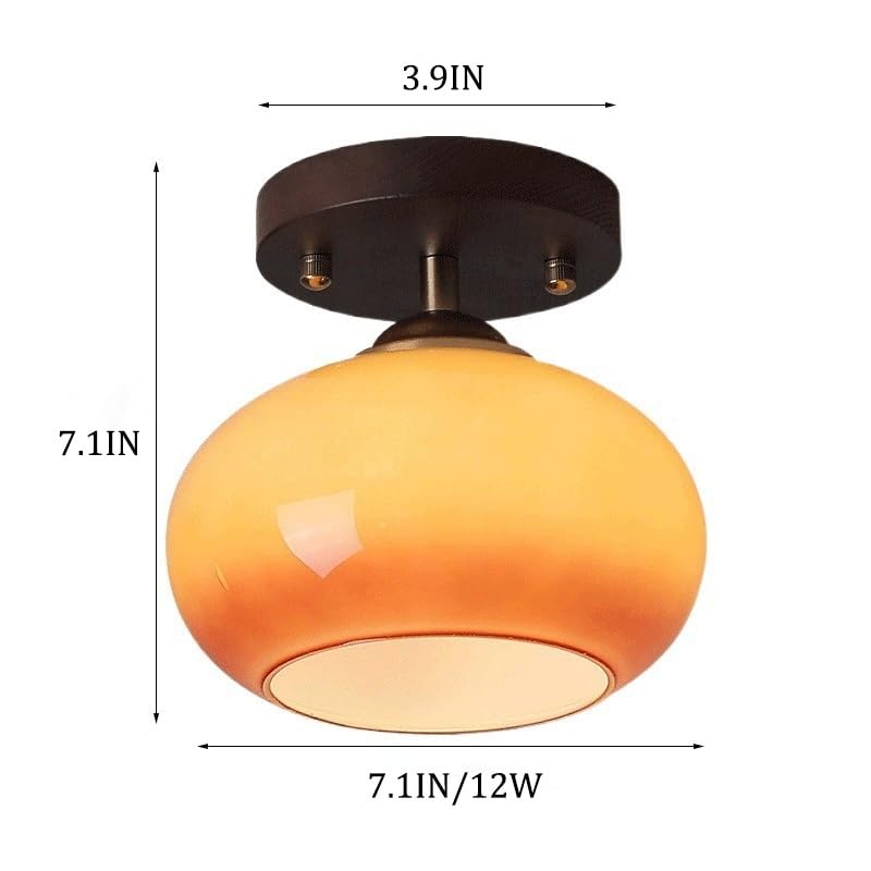 Plafonnier en verre rétro à intensité variable 3 couleurs avec douille E27 - 6