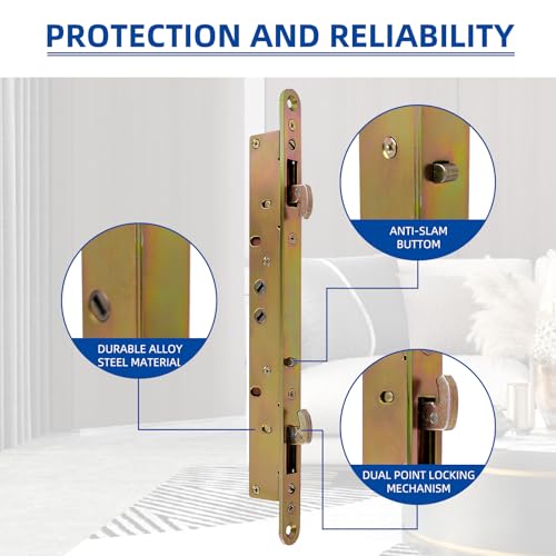 Cerradura de embutir multipunto Hoconnie de 28 cm para puertas correderas de cristal de patio 4