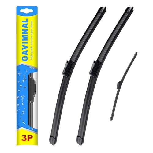 Image of Gavimnal Silicone Wiper Blades Replacement For Volkswagen Tiguan 07-17 | 24 inch+21 inch Front & 13 inch Rear, All-Weather, Streak-Free, OE-fit, Quiet, Easy One-Click Install