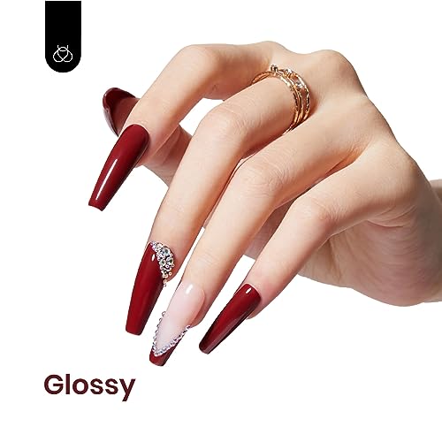 Image of Beetles Red Gel Polish, Burgundy Red Color Gel Nail Polish Soak Off UV Lamp Wine Red Nail Polish, Home Salon DIY Design Fall Nails Art 15ml