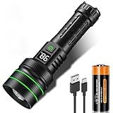 懐中電灯 led 強力 軍用高ルーメン超高輝度ルーメン Type-C USB充電式 超長遠射 ハンディライト 明るい LED 新型 フラッシュライト 6モード調光 ズーム式 アルミニウム合金 メモリ保存モード LCD画面に電力レベルを表示,IP67防水 適切な キャンプ 登山 夜釣り 夜間訓練 作業用 停電 防災 地震 避難対策