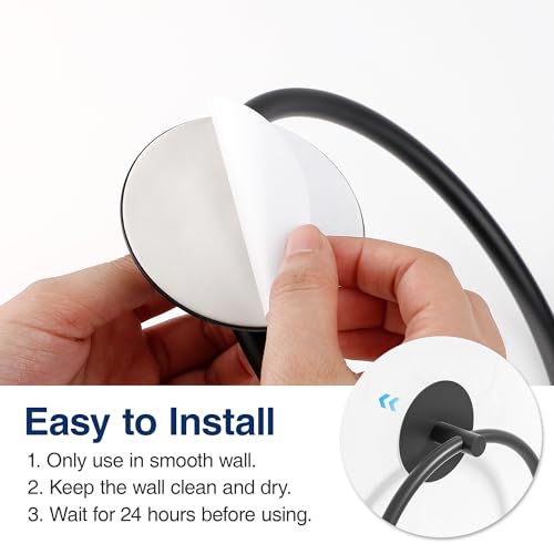 Image of Matte Black Bathroom Towel Ring - SUS304 Stainless Steel Bathroom Towel Rack, Susswiff Adhesive Wall Mounted Hand Towels Holder, Towel Hanger for Bathroom Organizer, Kitchen Storage