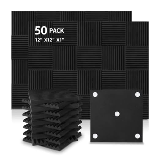50 Pack Acoustic Panels Soundproof Foam for Walls Sound Absorbing Panels Soundproofing Panels Wedge for Home Studio Ceiling, 1" X 12" X 12", Black (50pcs, Black)