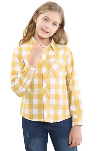 Image of SANGTREE Women and Girls Long Sleeve Flannel Casual Button Down Plaid Shirt