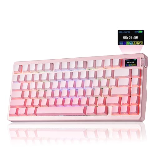 Image of LeobogxAula Nova75 Wireless Mechanical Pink Keyboard,Gaming Keyboard | Tri-mode Bluetooth /2.4GHz /USB-C,RGB Backlit,FR4 Plate,Hot Swappable Pre-lubed Switches,Programmable PBT Keycaps,8000mAh