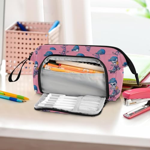 Image of Fisyme Funny Skull Skateboard Pencil Case Large Capacity Pen Bags Box Big Makeup Pouch Organizer