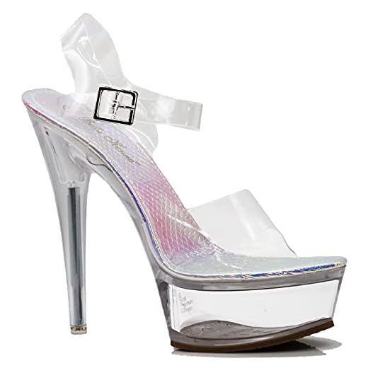 Enzo Romeo Women Clear High Heel Platform Wedge Pump Sandals (Clear, numeric_10)